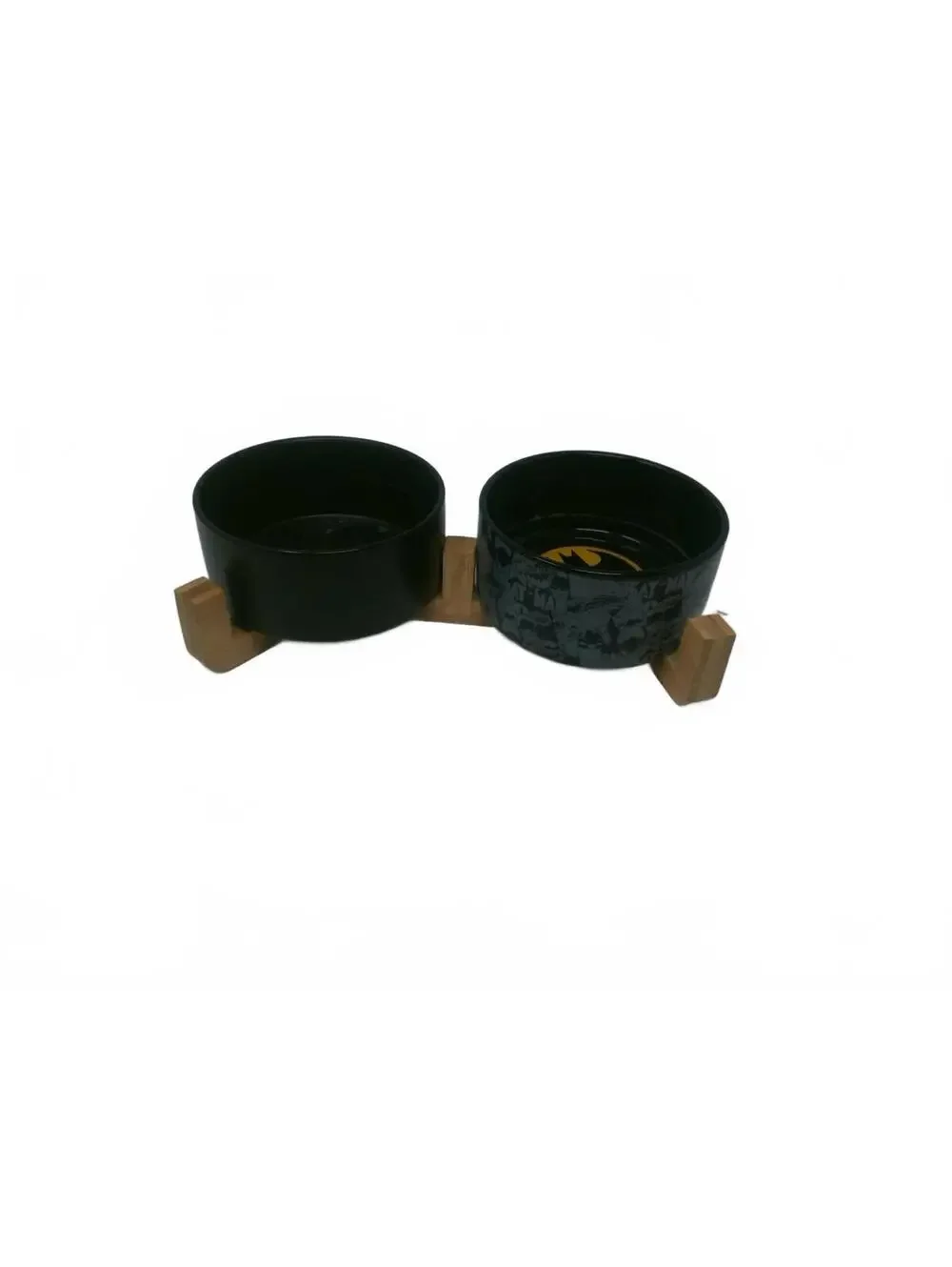 Batman Themed Double Dog Bowls with Wooden Stand